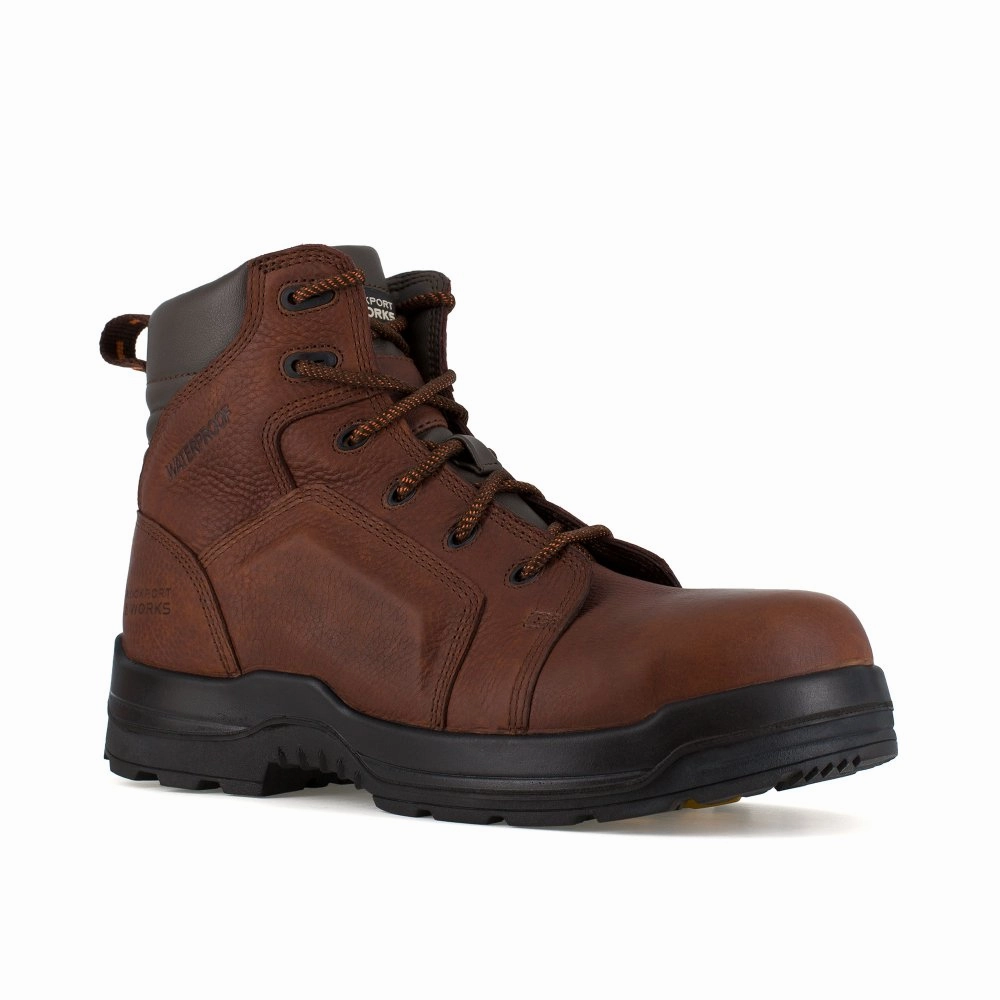 Durable Grip Resistant Grip Rockport 6" Lace To Toe Waterproof Women's Composite Toe More Energy Work Boot Rk664 In Brown