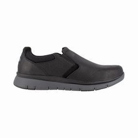 Rockport Casual Work Slip-on Men's Primetime Steel Toe Shoe's Rk5715 In Black Protective Cushion Shoes