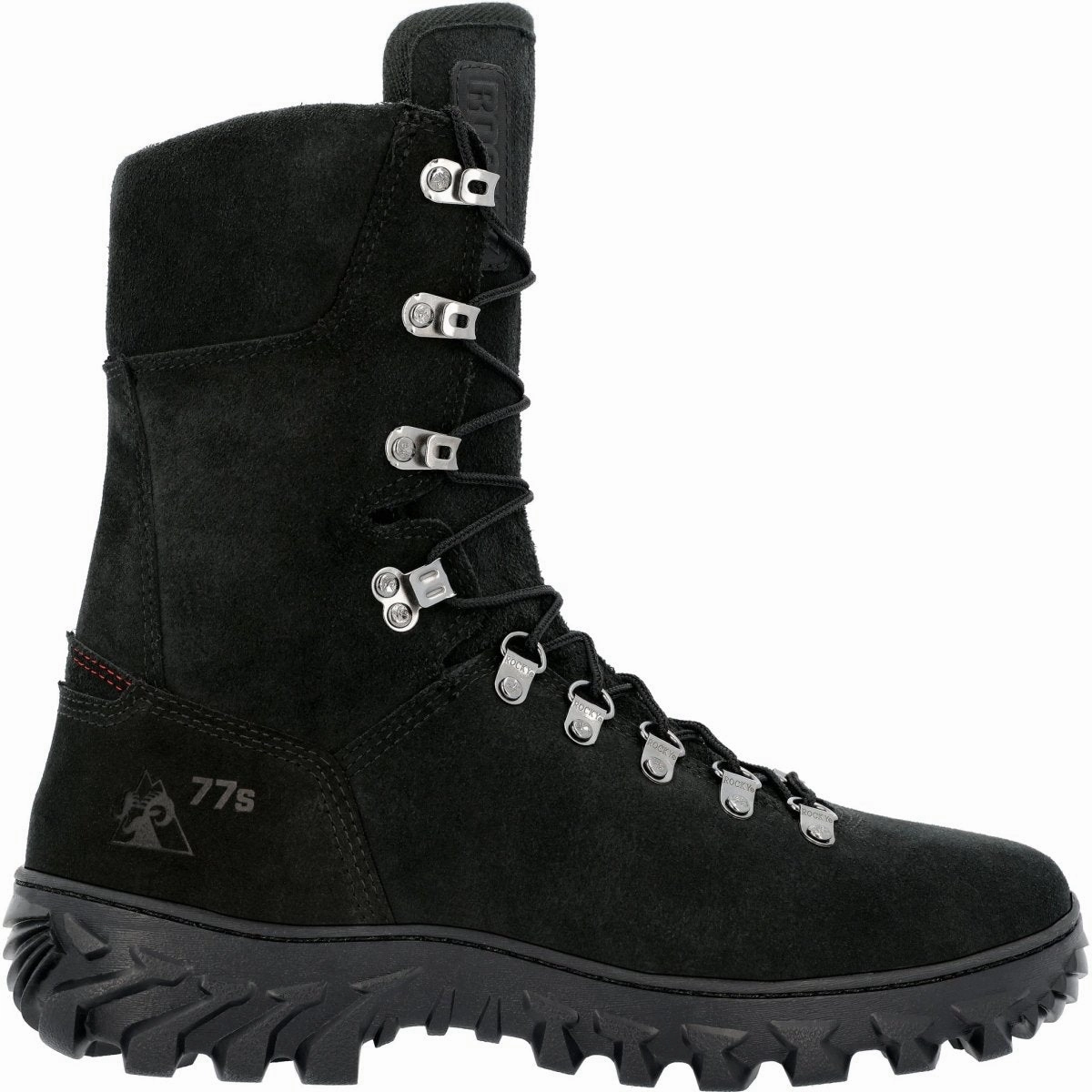 british retro Rocky Code Red Men's Wildland 77's Fire Boots Rkd0117 In Black