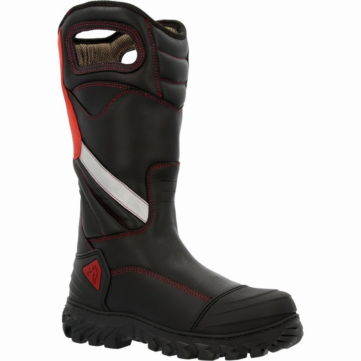 Anti-bacterial Rocky Code Red Structure NFPA Rated Men's Composite Toe Fire Boots Rkd0087 In Black