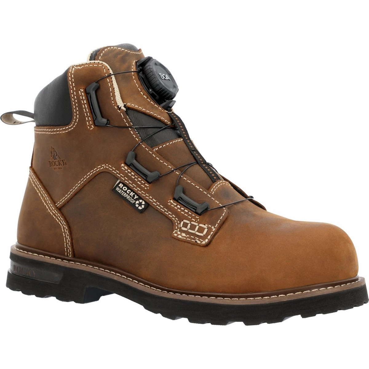 Rocky Grindstone XTR BOA Men's Work Boot Rkk0494 in Crazy Horse Traction Grip Shoes