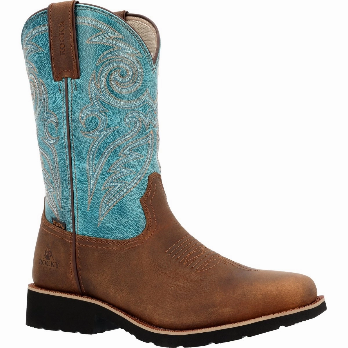 Impact-resistant Design Industrial Support Rocky Monocrepe Men's 12?? Waterproof Western Boots Rkw0441 In Blue