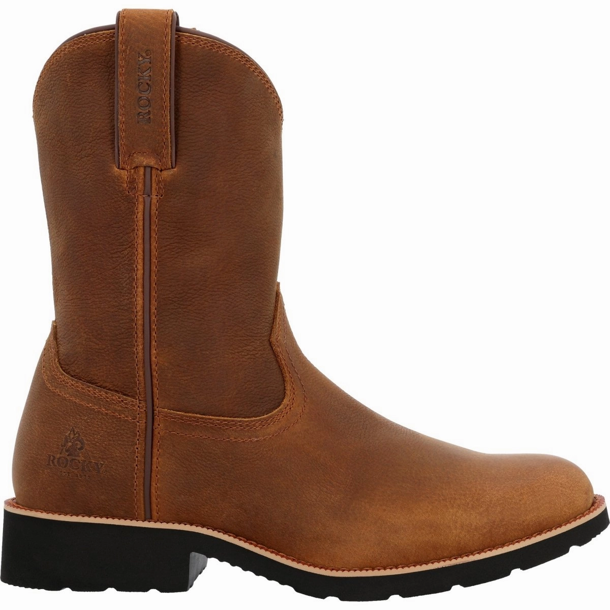 Rocky Monocrepe Unlined Men's Pull-On Western Boot Rkw0461 in Brown Comfortable to walk dry surface