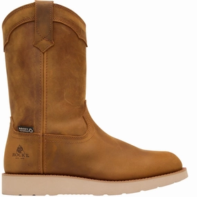 Durable Sole Rocky Monocrepe Wedge Men's Composite Toe Work Boots Rkk0474 In Brown