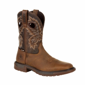 Rocky Original Ride Flx Men's Waterproof Western Boots Rkw0336 In Brown Hard Working Weatherproof Support