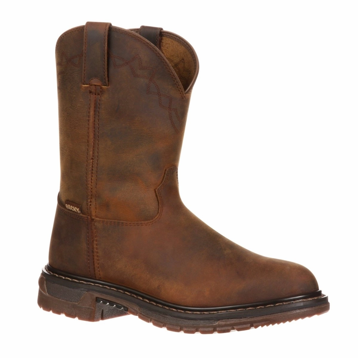 Rocky Original Ride Men's Western Soft Toe Work Boots Fq0001108 In Tan Seamless Internal Structure Reinforced Form Morning Walk