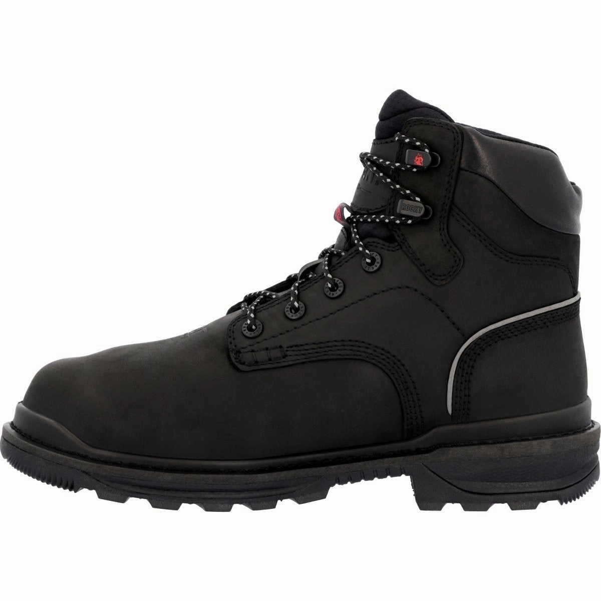 Lightweight Sole City Life Rocky Rams Horn Men's Composite Toe Internal Met Guard Work Boots Rkk0393 In Black