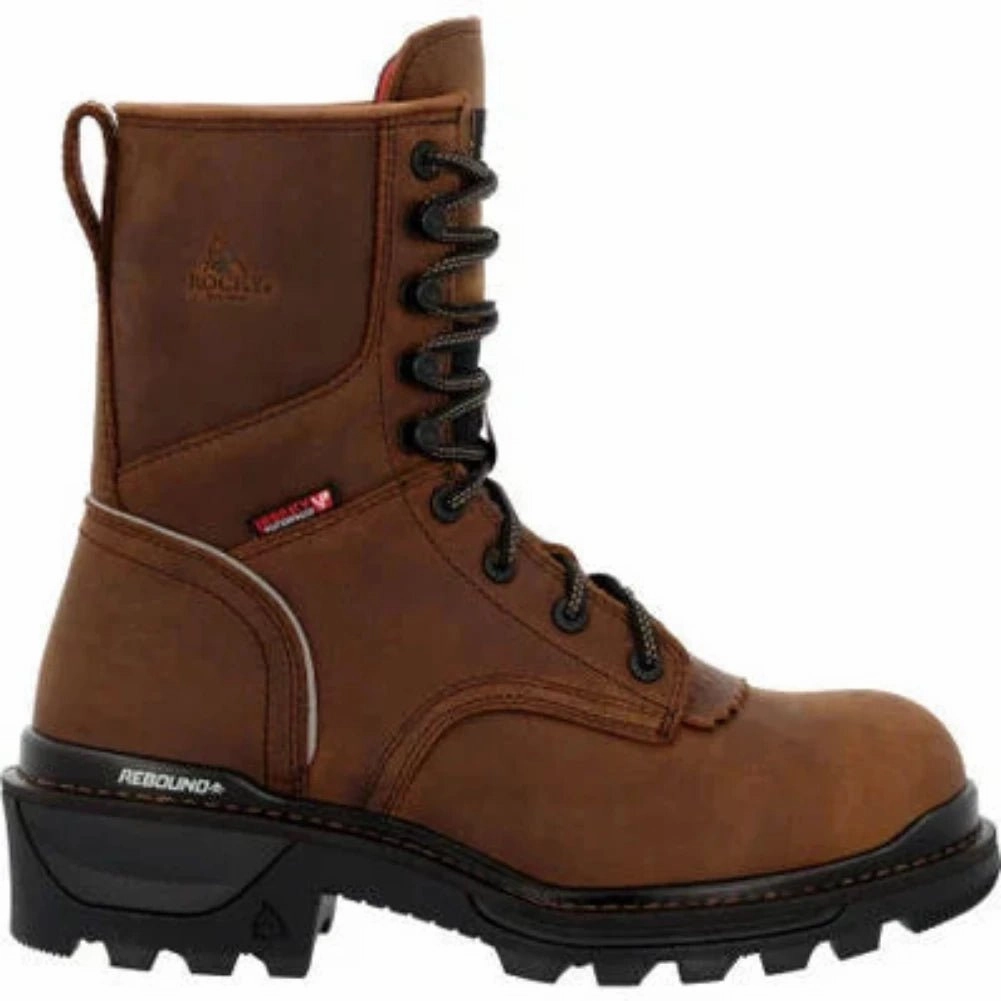 Rocky Rams Horn Men's Logger Composite Toe Work Boots Rkk0477 In Brown Feather Light Work Commute