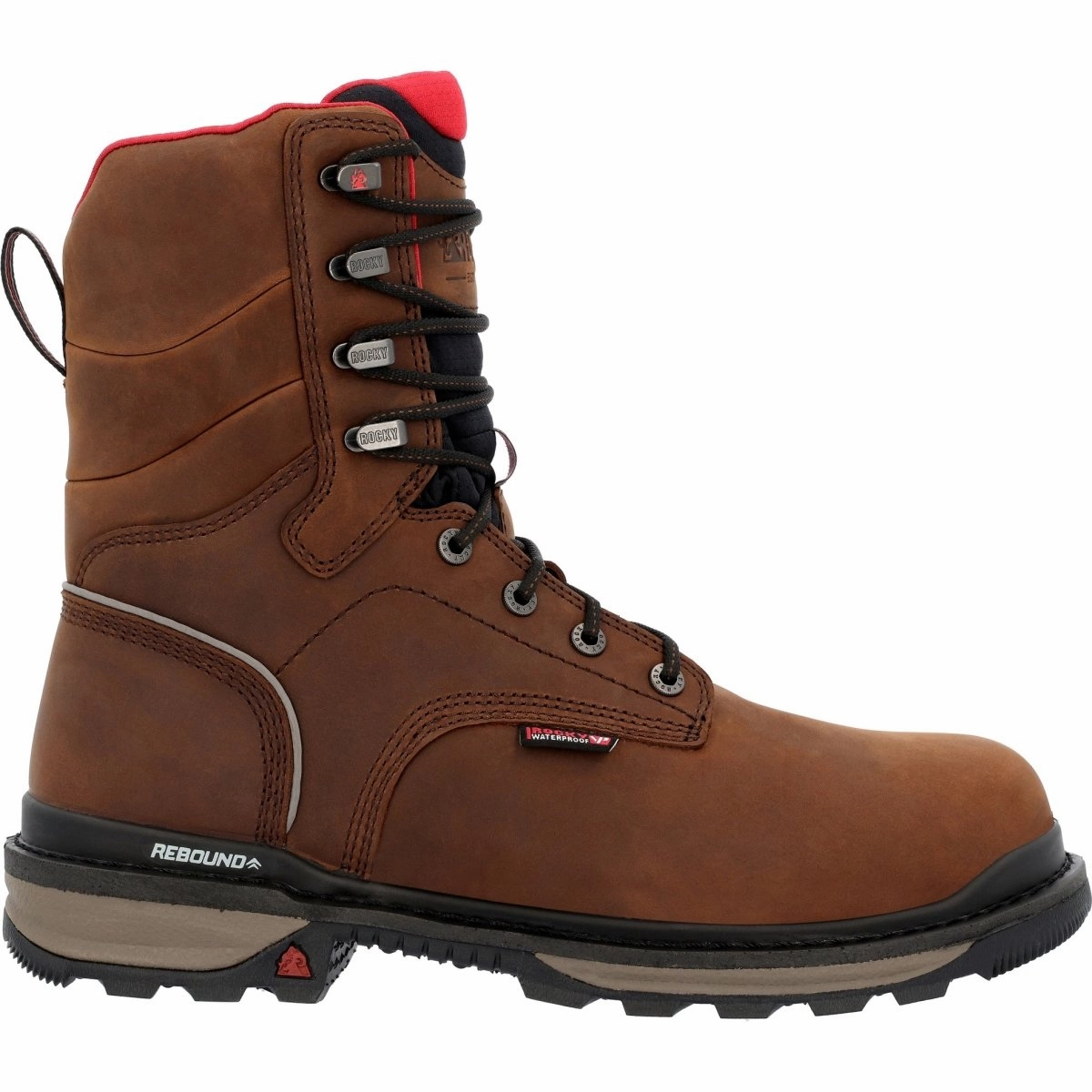 Rocky Rams Horn Men's Waterproof Composite Toe Work Boots Rkk0394 In Brown Feather Light Weather Resistant User