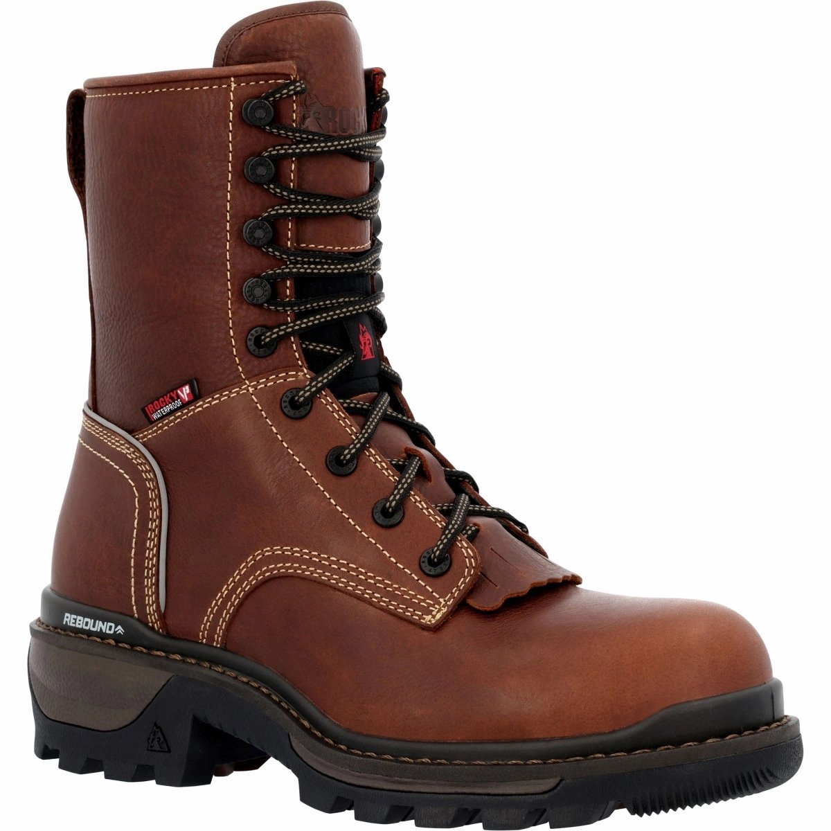 Rocky Rams Horn Men's Waterproof Logger Boots Rkk0395 In Brown Hard wearing
