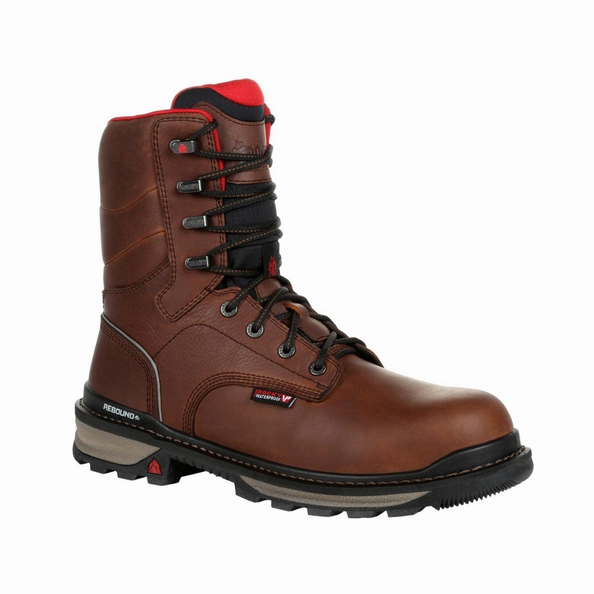 Thick Grip Comfort Padding Rocky Rams Horn Men's Waterproof Work Boots Rkk0296 In Brown