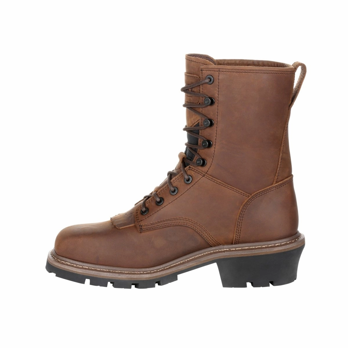 Rocky Square Toe Logger Men's Waterproof Work Boots Rkk0276 In Brown Low Profile Winter Walker Feather Light Daily Walks