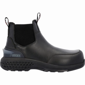Rocky Station Slip-on Men's Composite Toe Boots Rkd0114 In Black Seamless Comfort City Walking