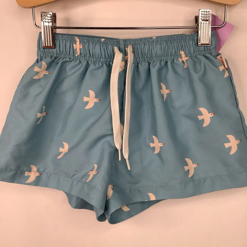 Plaid Wizard outfits for children Size 6: Tiny Cottons Blue White Bird Built in Mesh Swim Trunks