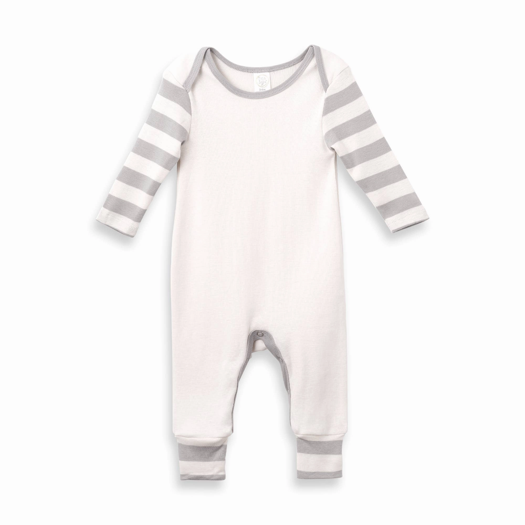 Active Wear Romper with Stripe Sleeves - Grey