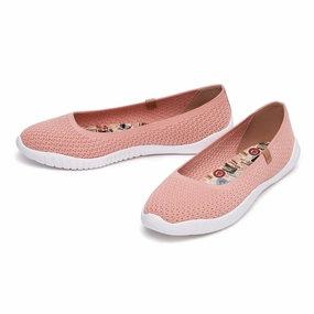 Fashionable Flats Shoes Reef Path Rosy Pink Knitted Menorca III Women