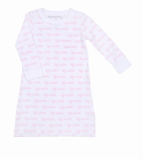 elastic waistband Big Sister Print Long Sleeve Nightdress
