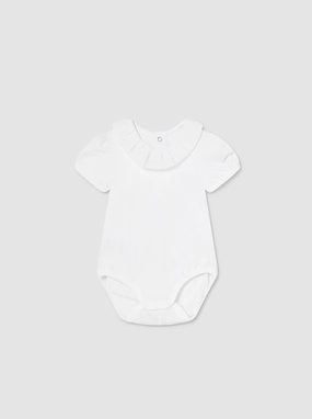 Professional Clothing Star Mood Ruffle Collar Bodysuit | White