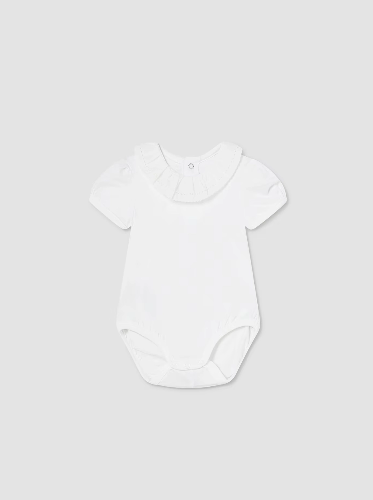 AntiClingFabric Ruffle Collar Bodysuit | White