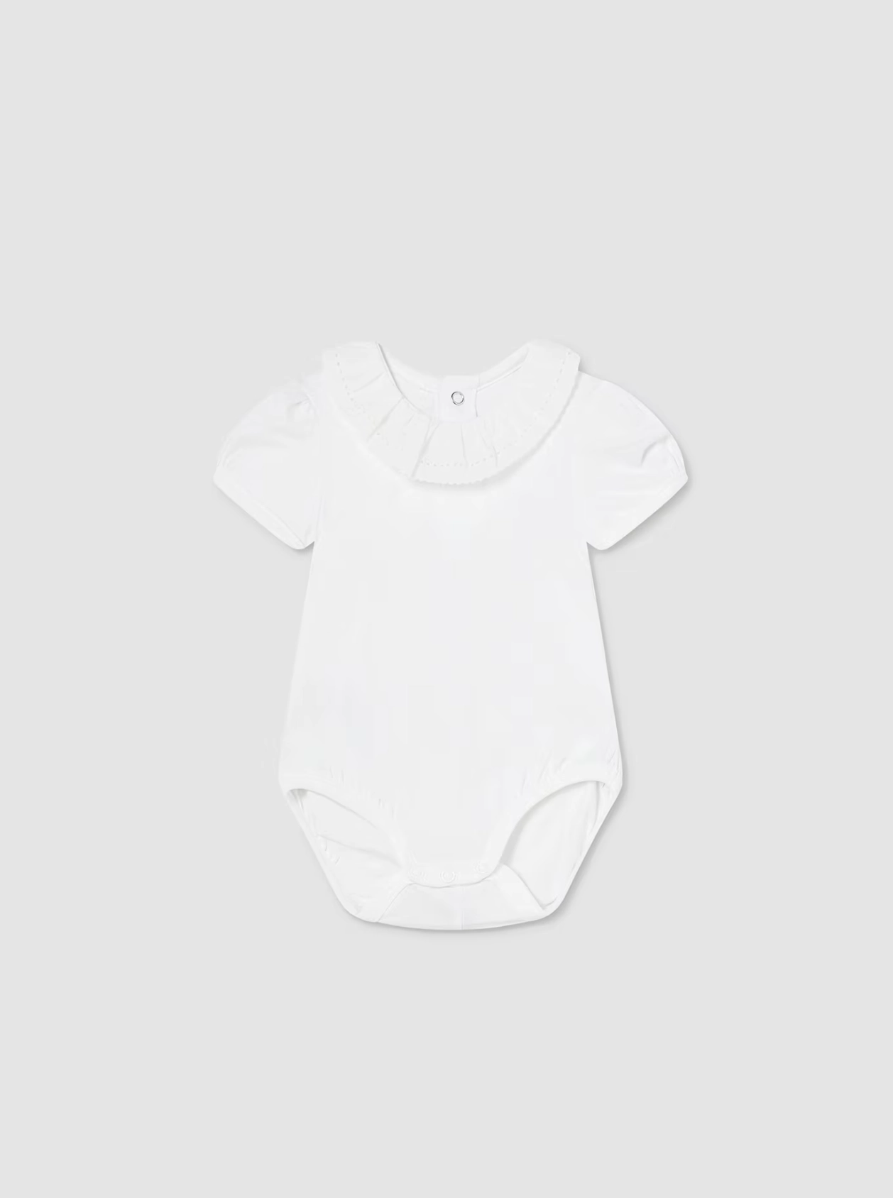Flash Look MultiPocket Design Ruffle Collar Bodysuit | White