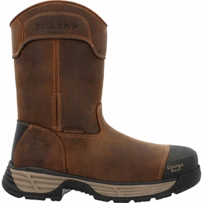 Georgia Boot Durablend Edge 10" Waterproof Alloy Toe Pull On Men's Work Boot  Gb00664 In Brown Reliable Walk
