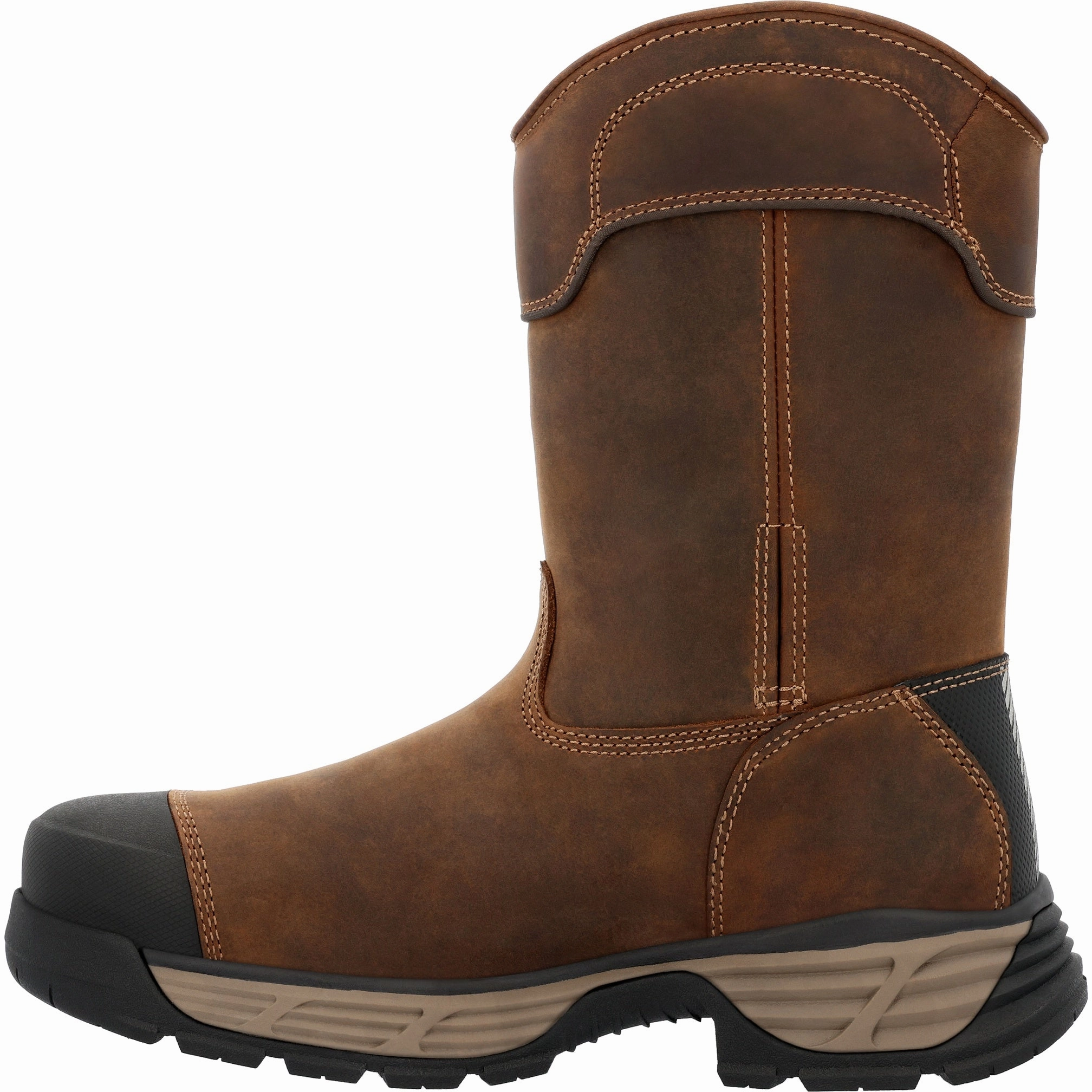 Georgia Boot Durablend Edge 10" Waterproof Alloy Toe Pull On Men's Work Boot  Gb00664 In Brown Service Ready