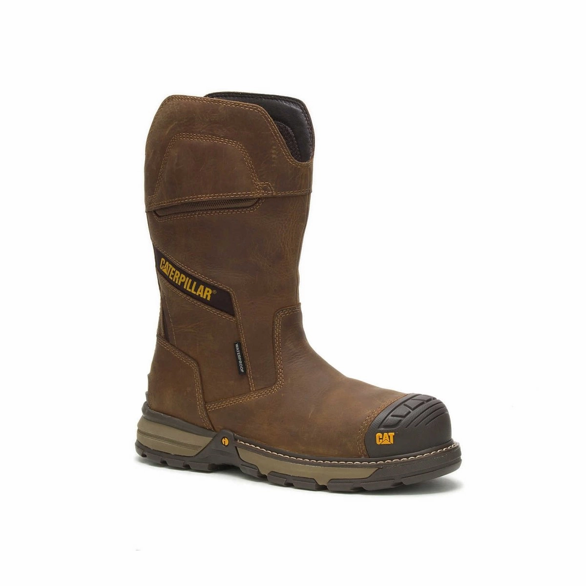 Worksite Ready All terrain Caterpillar Excavator Superlite (p91448) Pull-on Waterproof Carbon Composite Toe Men's Work Boot  In Pyramid