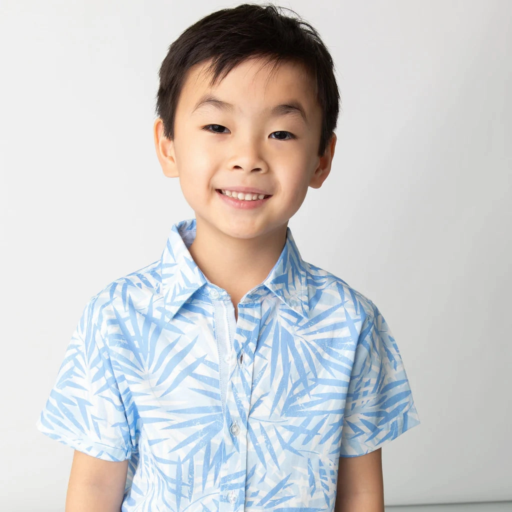 Short Sleeve Shirt Tropical Palms Blue Epic Core Walk Mood