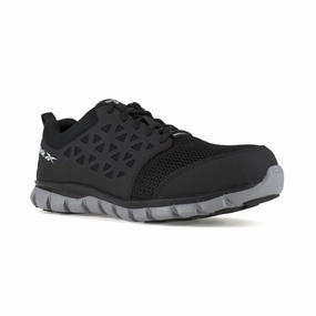 Premium Leather Shoes Outdoor safety Reebok Sublite Cushion Athletic Work Shoe Women's Composite Toe Ib041 In Black