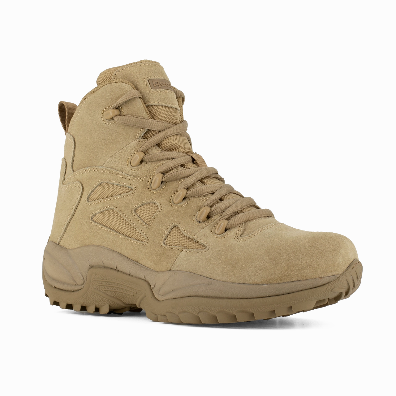 trail training shoes Reebok Work Rapid Response RB RB8695 Men's 6" Stealth Boot with Side Zipper In Desert Tan