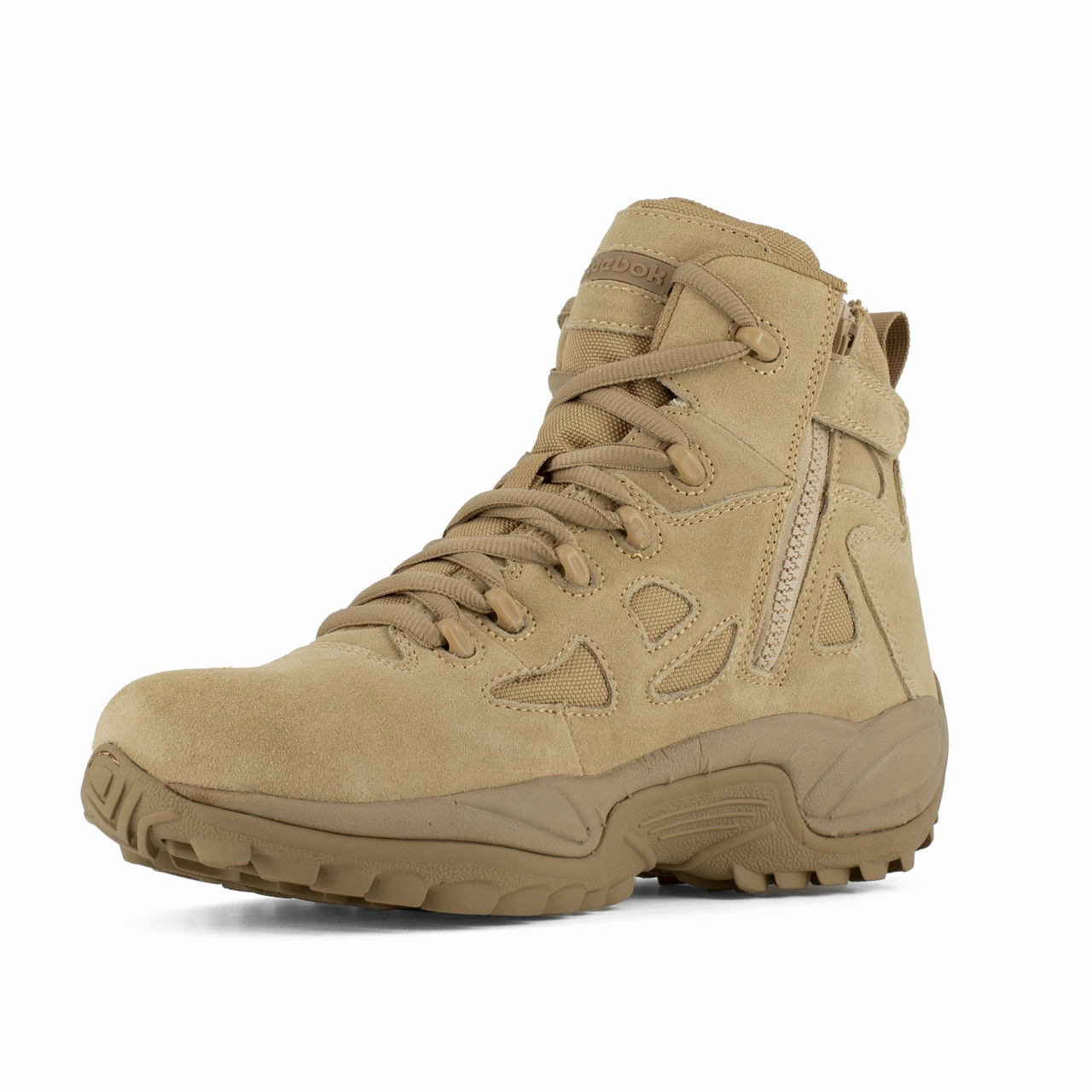 fashion trail sneakers Reebok Work Rapid Response RB RB8695 Men's 6" Stealth Boot with Side Zipper In Desert Tan
