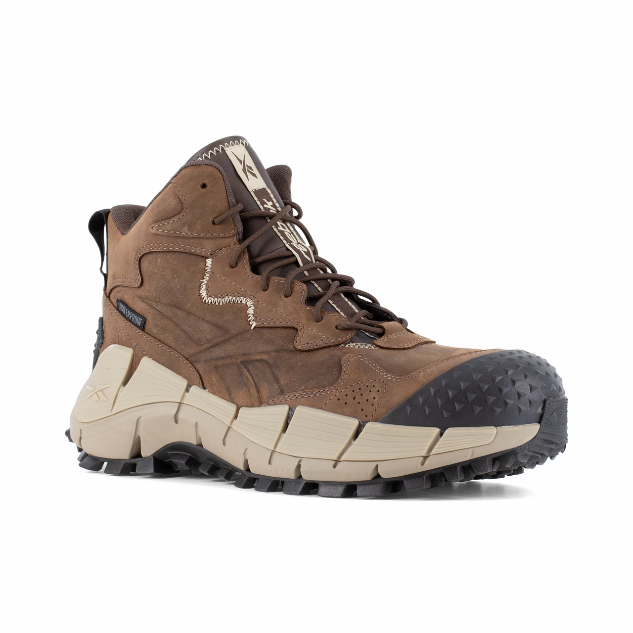 Reebok Work Zig Kinetica Edge II Work RB3025 Men's Trail-Inspired Waterproof Work Hiker in Brown Industrial Fit Field Ready Gear