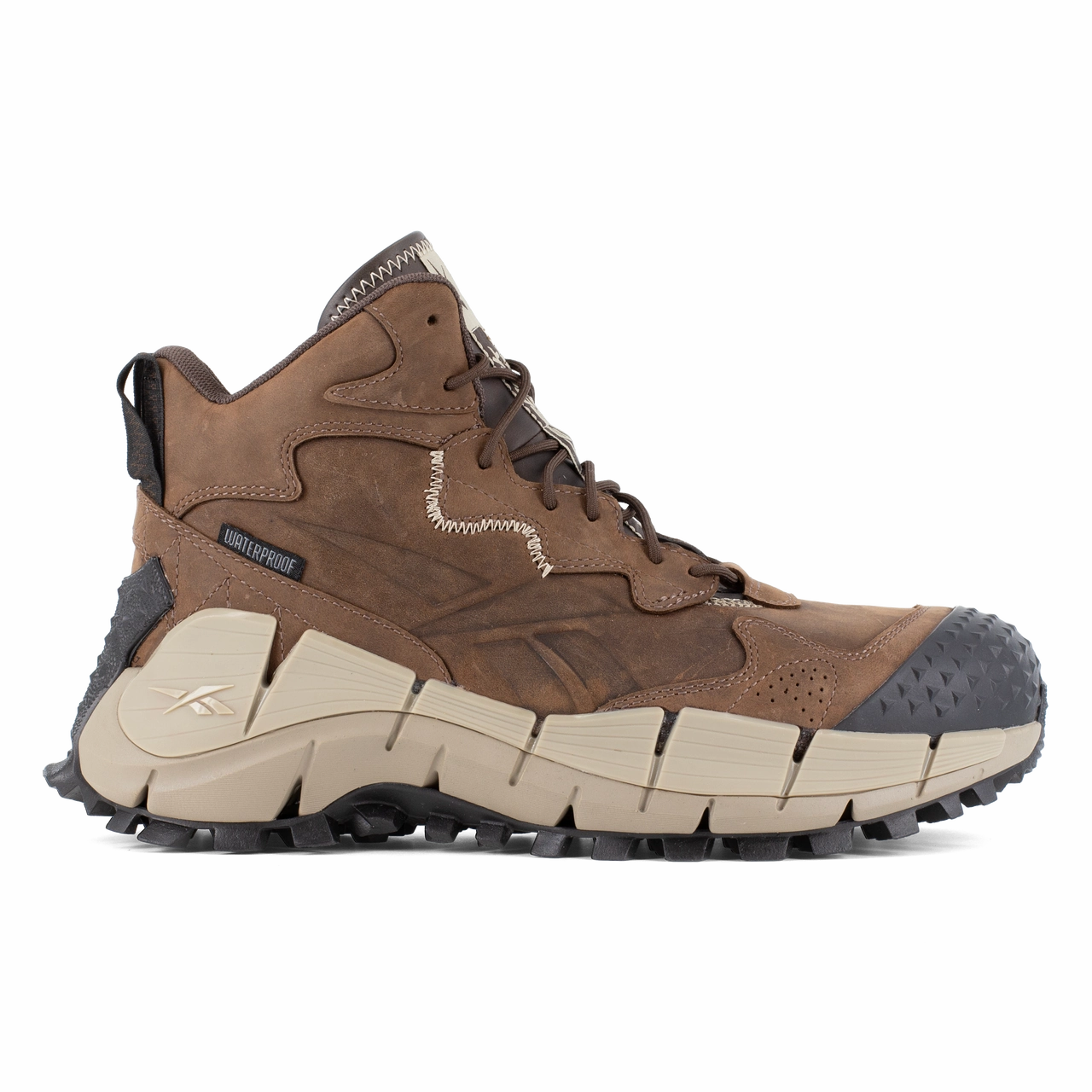 Reebok Work Zig Kinetica Edge II Work RB3025 Men's Trail-Inspired Waterproof Work Hiker in Brown Tough design Reliable Cushion