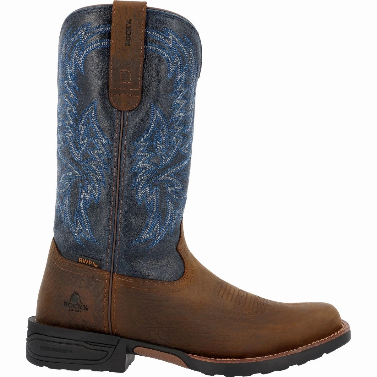 Extreme Comfort Rocky Bronco Men's 12?? Waterproof Western Boots Rkw0453 In Blue