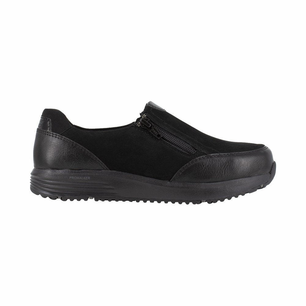 Static Dissipating Rockport Work Women's Trustride Steel Toe Slip-on Shoe's Rk500 In Black
