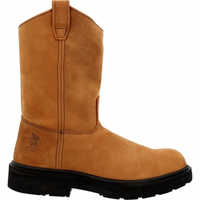 Wear Proof Gear Georgia Boot Steel Toe Static-Dissipative Work Pull On Boot's G4673 In Brown