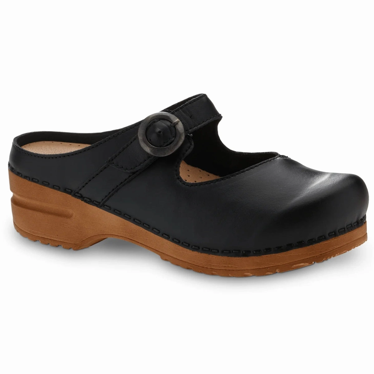 Sanita Chester Womens Adjustable Clog In Black Low Profile Collar