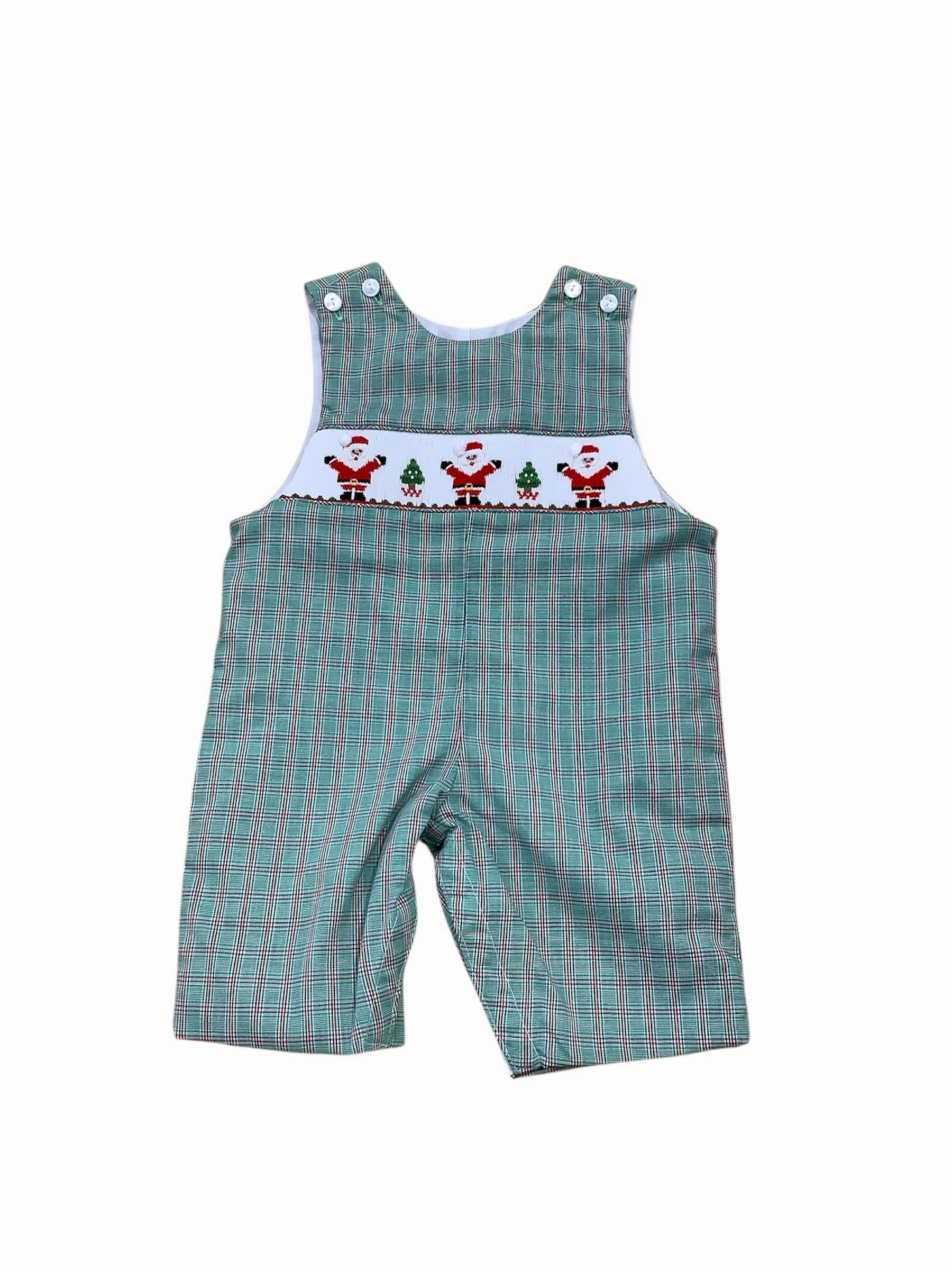 Comfort Wear Santa Claus Boy's Green & Red Plaid Jon Jon