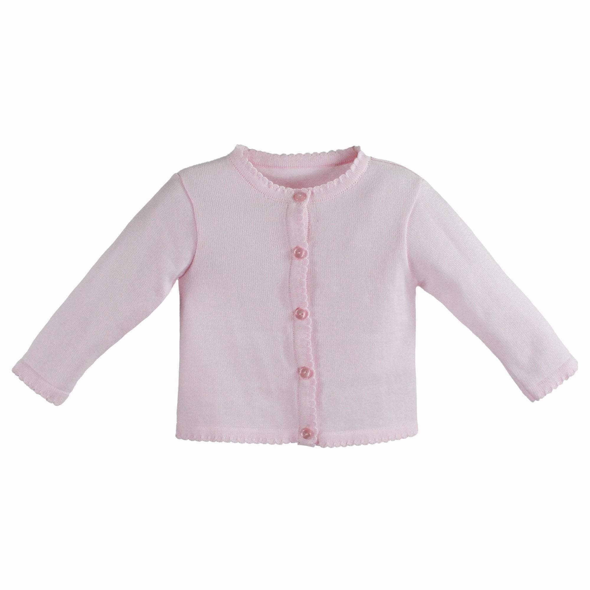 Scalloped Edge Cardigan Sweater Pink FrictionReducing Lining