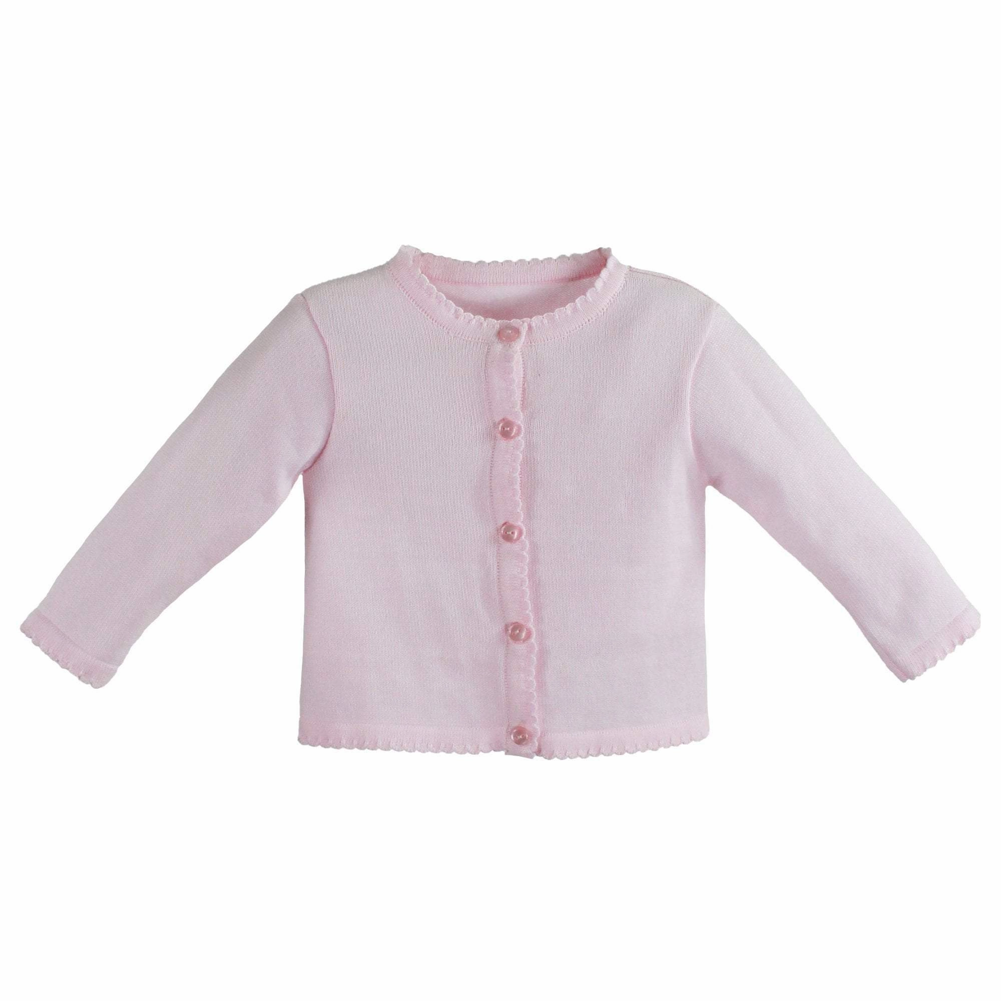 AntiClingFabric MultiPanelDesign Scalloped Edge Cardigan Sweater Pink