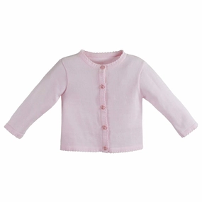 Scalloped Edge Cardigan Sweater Pink FrictionReducing Lining