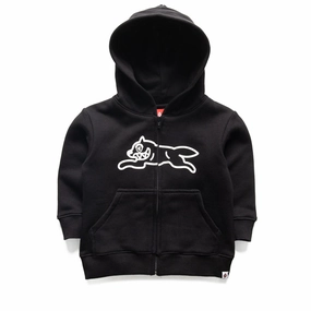 Kids Ice Cream Dog Town Zip Front Hoodie - Black Relaxed Cut Garden Ease