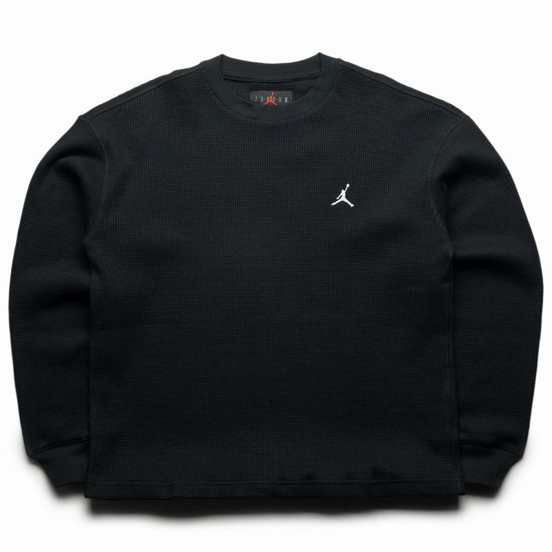 Flexible Fabric Blend Jordan Flight Mountainside Waffle L/S Tee - Black/White