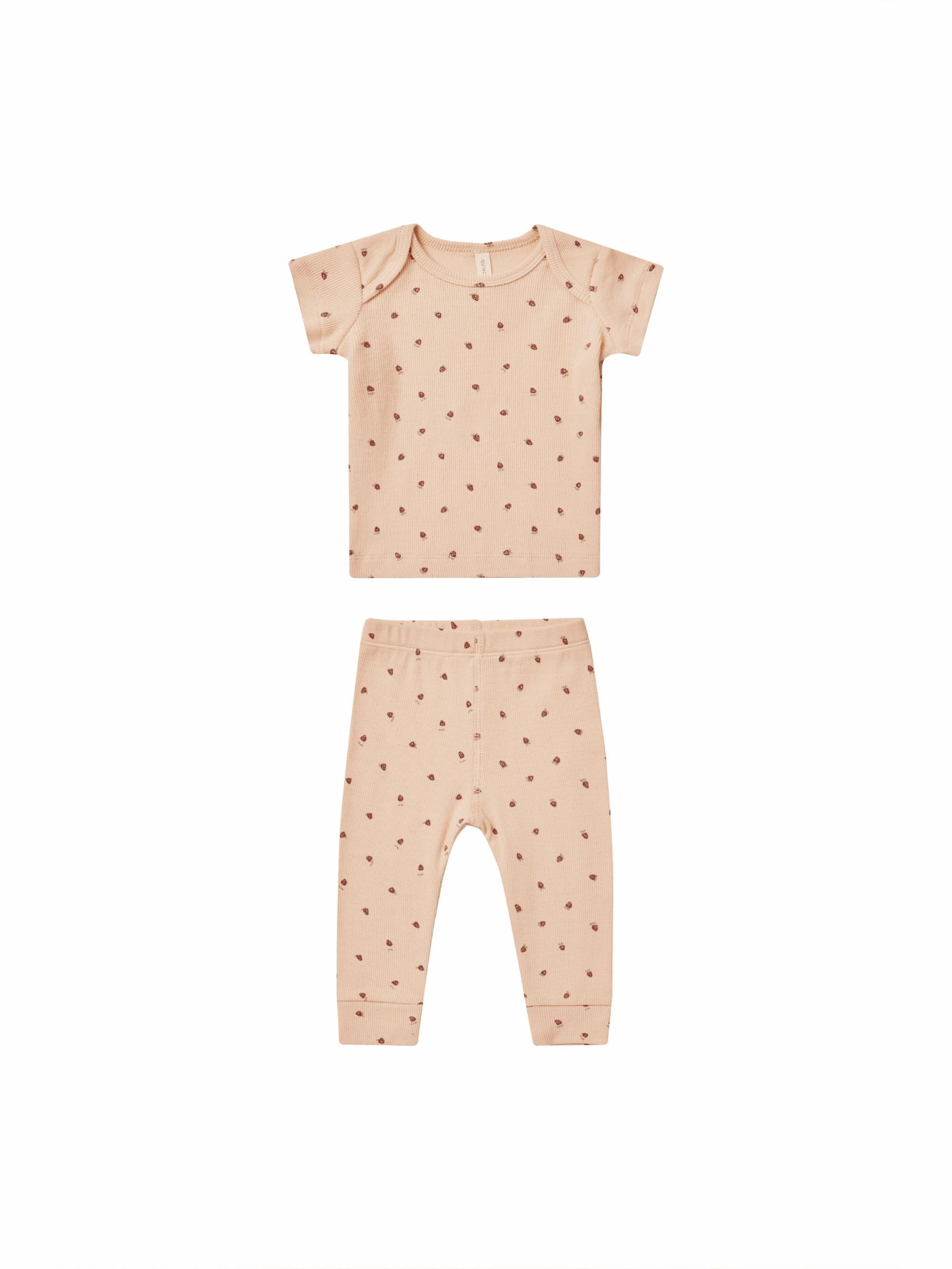 Ribbed Short Sleeve Tee   Legging Set | Strawberries Urban Pulse Casual dress