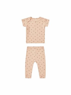 Weatherproof TemperatureRegulating Ribbed Short Sleeve Tee   Legging Set | Strawberries