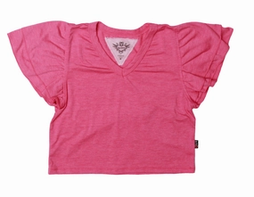 Sleeve V Neck Top - Barbie Pink Warm Layers