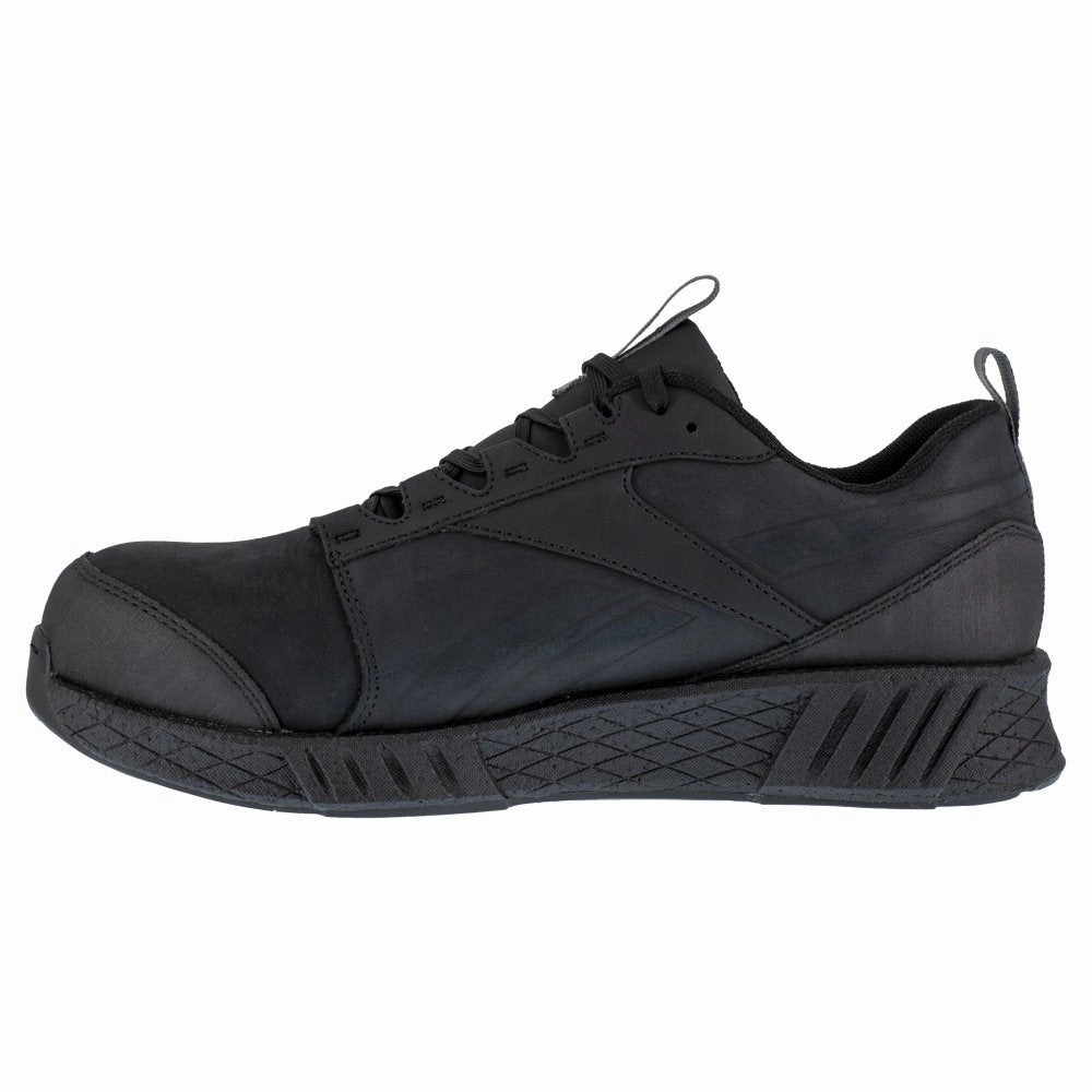 Reebok Fusion Formidable Athletic Work Shoe Men's Composite Toe Rb4300 In Black And Black trail discovery shoes Adjustable Gaiter Hook