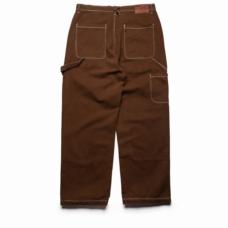 Eco Core DoubleStitchedEdges KidSuper Messy Stiched Work Pants - Brown