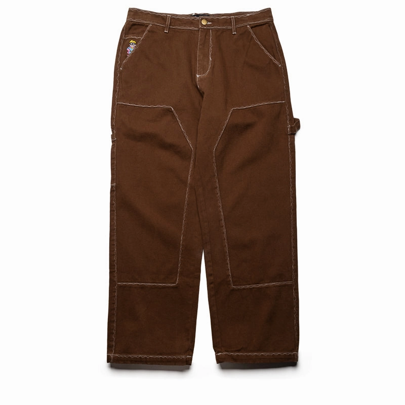 Luxury Core QuickDry Material KidSuper Messy Stiched Work Pants - Brown