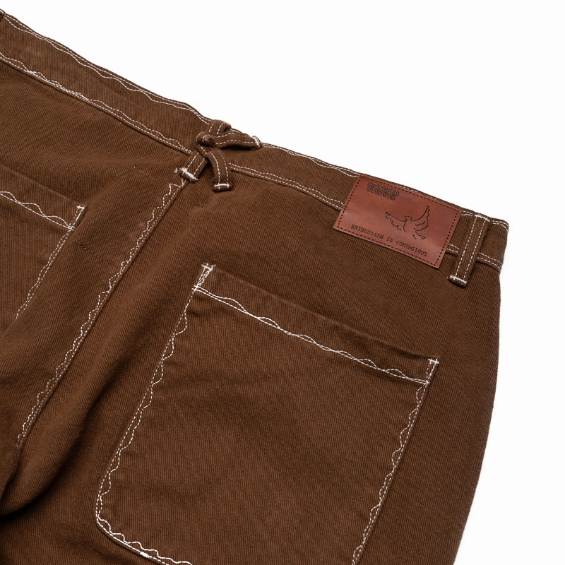 NoSlip Hem UVProtection Coating KidSuper Messy Stiched Work Pants - Brown